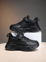Zapatos De Correr Para Niños Negros Resistente Al Agua Cuero Sintético Casual Transpirables Para Exteriores Talla True Fit - details 1