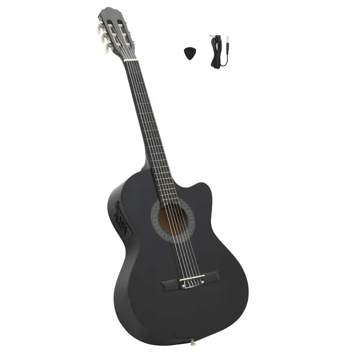 vidaXL Guitarra clásica occidental con ecualizador y 6 cuerdas en color Marrón claro/Negro - 1