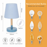 Aigostar – Lámpara de Mesa, Lámpara de Mesita de Noche Pequeña de Madera Moderna, lámpara de Noche con Tulipa de Tela Gris y Base de Metal, Portalámparas E14, Ecológica, Decorativa y Vintage - details 5