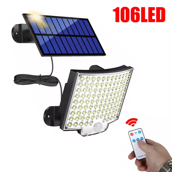Lámpara De Pared Solar Exterior Con 182 LED Y Cabezas Ajustables Luz De Seguridad IP65 Impermeable Con 3 Modos De Trabajo Luz De Inundación LED Moderna - 1