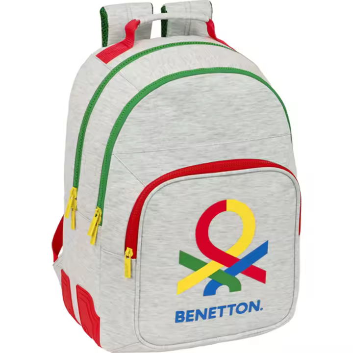 SAFTA - BENETTON Mochila Doble Adaptable para Carro Diseño Único y Licencia Oficial - Mochila para carro Cantoneras de goma antirozaduras en ambos lados para aumentar la durabilidad (PATENTADO SAFTA) - Mochila Hombreras y espalda ergonómicas y acolchadas - 1