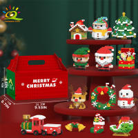 Bloques De Construcción Navideños HUIQIBAO Reindeer Santa Claus Y Casa De Nieve Con Árbol De Navidad Juguete Para Niños Regalo Compatible Con Bloques Lego - details 2