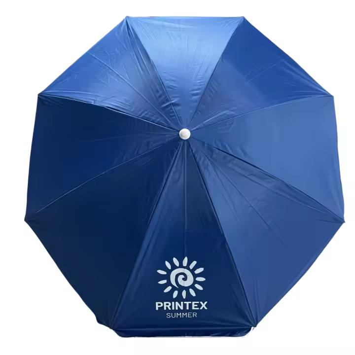 Sombrilla de Playa y Picnic Inclinable Ø180 cm, 8 Varillas de Acero, Nylon Azul Resistente, Protección Solar UPF+50, Plegable con Soporte de Arena para Mayor Estabilidad - 1