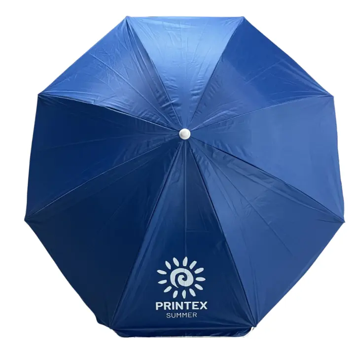 Printex+Home Sombrilla de Playa y Picnic Inclinable Ø180 cm, 8 Varillas de Acero, Nylon Azul Resistente, Protección Solar UPF+50, Plegable con Soporte de Arena para Mayor Estabilidad - 1