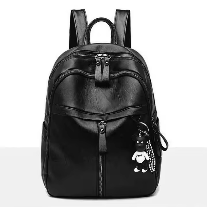 Mochila De Cuero PU Para Mujer Bolso Diario Multifuncional Pequeña Con Hombros Cruzados Y Cadena Decorativa Bolsa Escolar Regalo - 1