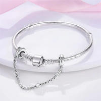 Nueva Cadena De Seguridad De Mariposa Margarita Con Perla De Plata 925 Para Mujeres Joyería De Bricolaje DIY Regalo Charm - details 1