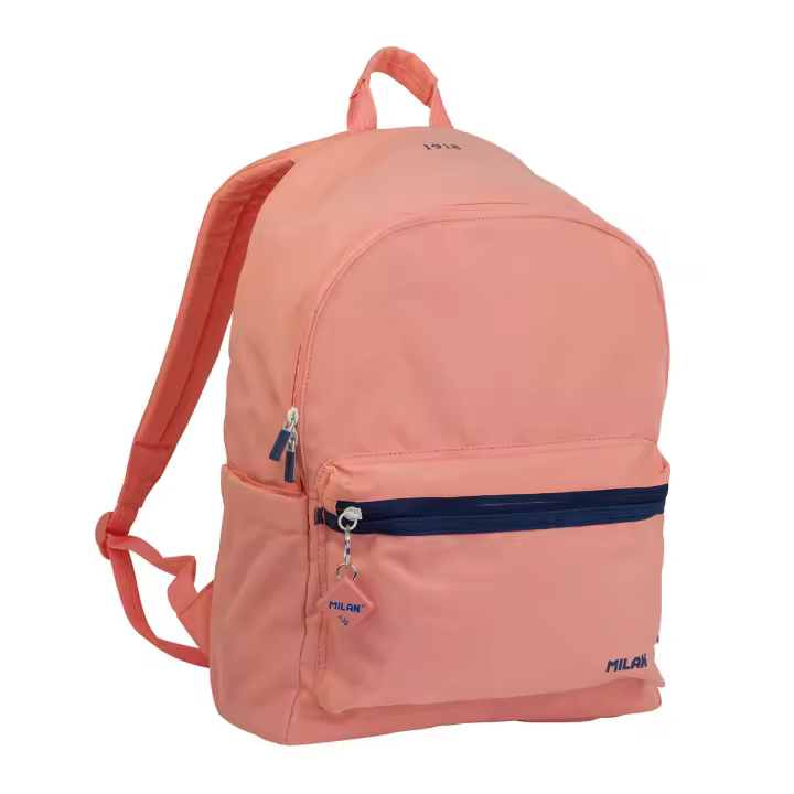 MILAN 1918 -  Mochila Urbana Clásica 2 Cremalleras con Divisor para Portátil. Capacidad 22L. Rosa - 1