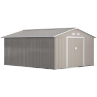 Outsunny Cobertizo de Jardín 340x386x200 cm 12,4 m²  Caseta Exterior de Acero para Almacenamiento de Herramientas con Puertas Correderas y Ventilaciones - details 0