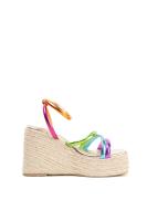 Lyla Wang Sandalias cuñas altas de esparto multicolor para mujer con pulsera - details 3