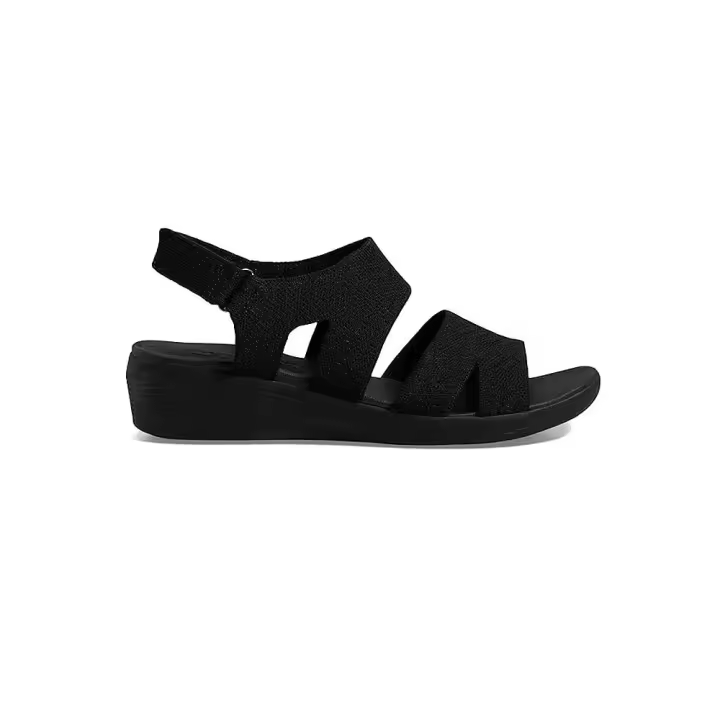 Skechers Cuñas 163420 | Sandalias Cuña Negras Mujer - 1