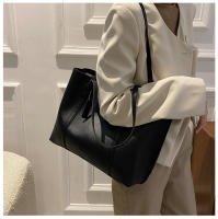 Bolso De Hombro Versátil De Cuero Suave Negro Minimalista Gran Capacidad Bolso De Tote Casual Para Mujer Estilo Inglés - details 18