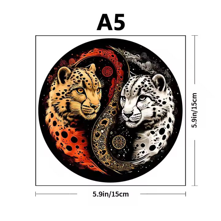 Puzzle De Madera Yin Yang Doble Tigre Para Niños Y Adultos Piezas De Puzzle En Forma De Animal Regalos De Cumpleaños Y Fiestas - 1