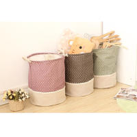 Cesta De Almacenamiento De Juguete Y Ropa Lavable Zakka Tamaños Variados Hecha De Lino Multifuncional Con Asa Pila Desmontable - details 0