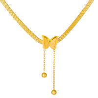 Collar De Cadena De Serpiente De Acero Inoxidable Mate Con Mariposa De Acero Titanio Para Mujer Joyería De Fiesta Statement - details 3