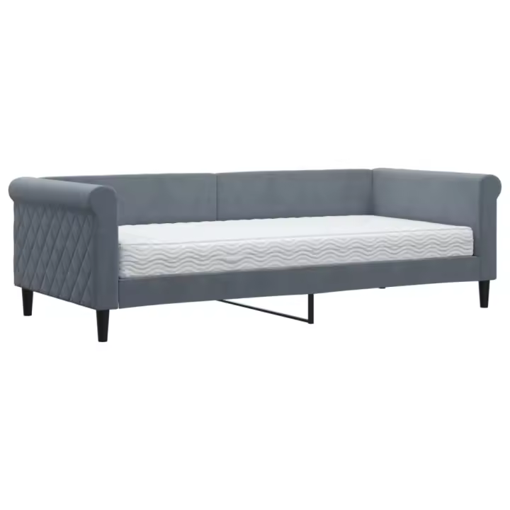 vidaXL Sofá cama con colchón terciopelo gris oscuro 90x200 cm - 1