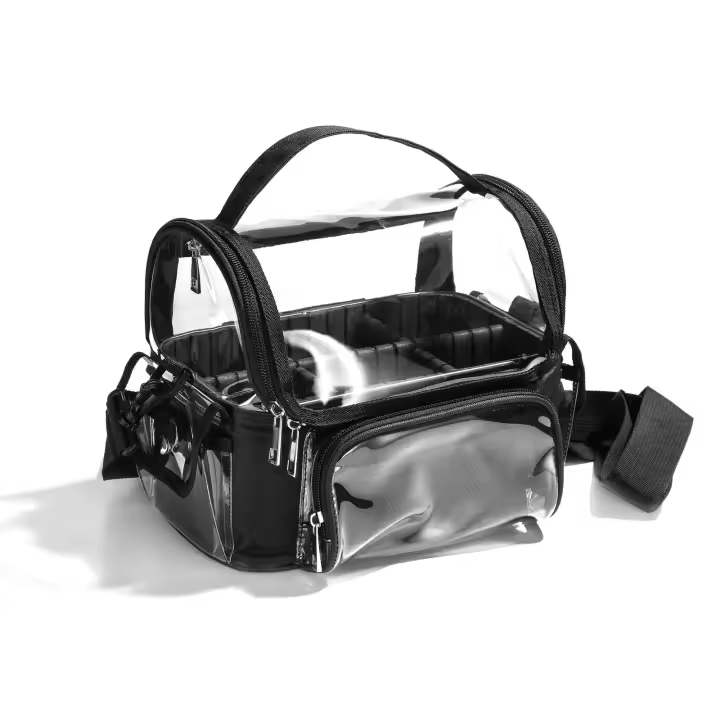 Bolsa De Maquillaje Transparente Organizador De Viaje Para Mujeres Bolsa De Higiene Personal Con Cierre De Cremallera Y Almacenamiento De Hombro - 1