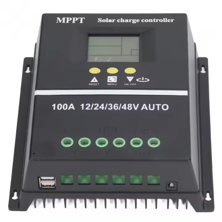 Controlador De Carga Solar MPPT Con Dos Puertos USB Y Pantalla LCD Retroiluminada Adaptativo Para Panel Solar 12V 24V 36V 48V - 1