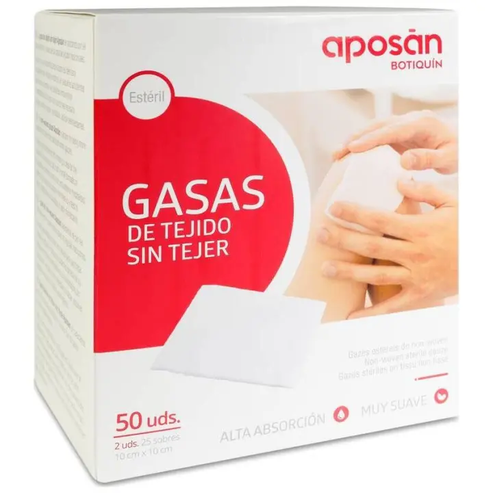 Aposan Gasa Estéril Tejido Sin Tejer 10Cmx10Cm 50 Gasas (2Ud/Sobre) - 1