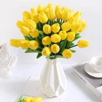 10Pcs Flores Artificiales De Tulipán Toque Real Decoración Para Hogar Dormitorio Bodas Jardín Accesorios De Vaso - details 8