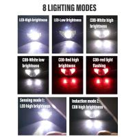 Linterna Frontal LED Recargable Con Sensor Y Lámparas COB Y LED 8 Modos De Iluminación Luz Blanca Y Roja Para Pesca - details 7