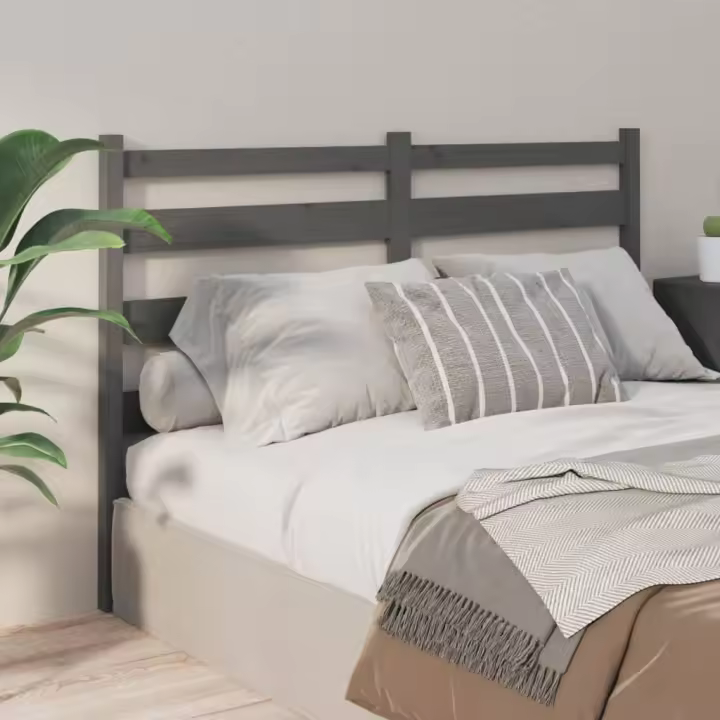 vidaXL Cabecero de cama madera maciza de pino gris 166x4x100 cm - 1