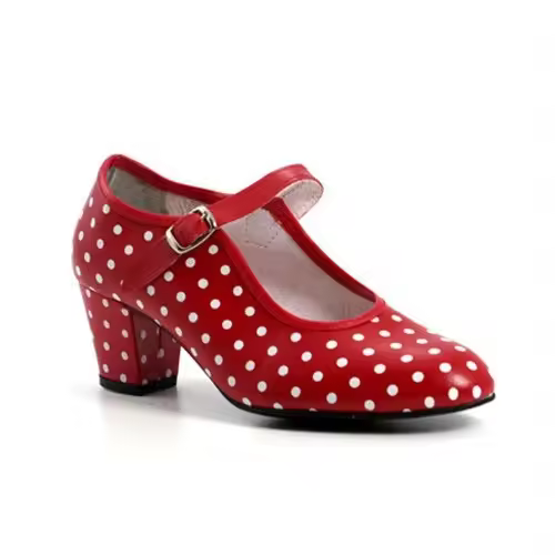 Zapato flamenco lunares Pasos de Baile 17 Rojo. Hecho en España - 1