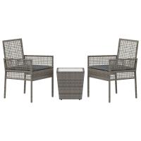 Set de Bistro de Jardín de 3 Piezas con Cojines en Gris de Poliratán - details 4