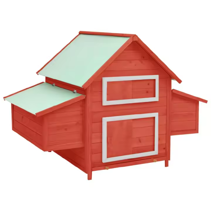 vidaXL GALLINERO MADERA MACIZA DE ABETO ROJO Y BLANCO 152X96X110 CM - 1