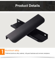 Manijas De Gabinete Ocultas 80-500mm Aluminio Negro Moderno Para Puertas De Armario Y Cajones De Cocina Y Armarios - details 6