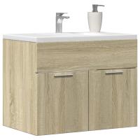 vidaXL Armario para lavabo madera contrachapada 60x38,5x46 cm en color Blanco/Roble negro/Roble Sonoma y más | almacenamiento funcional diseño moderno para baño dormitorio sala - details 2
