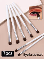 Set De 7 Pinceles De Maquillaje Blancos Con Mango De Madera Larga Pincel De Sombra De Ojos Suave Pincel Para Iluminador Herramienta De Maquillaje - details 1