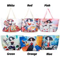 Bolso de playa plegable grande con cremallera con diseño de La Menina Bolso de hombro ligero y duradero con monedero incluido, ideal para compras, camping y viajes, diseño de hojas tropicales impreso, múltiples colores disponibles - details 4