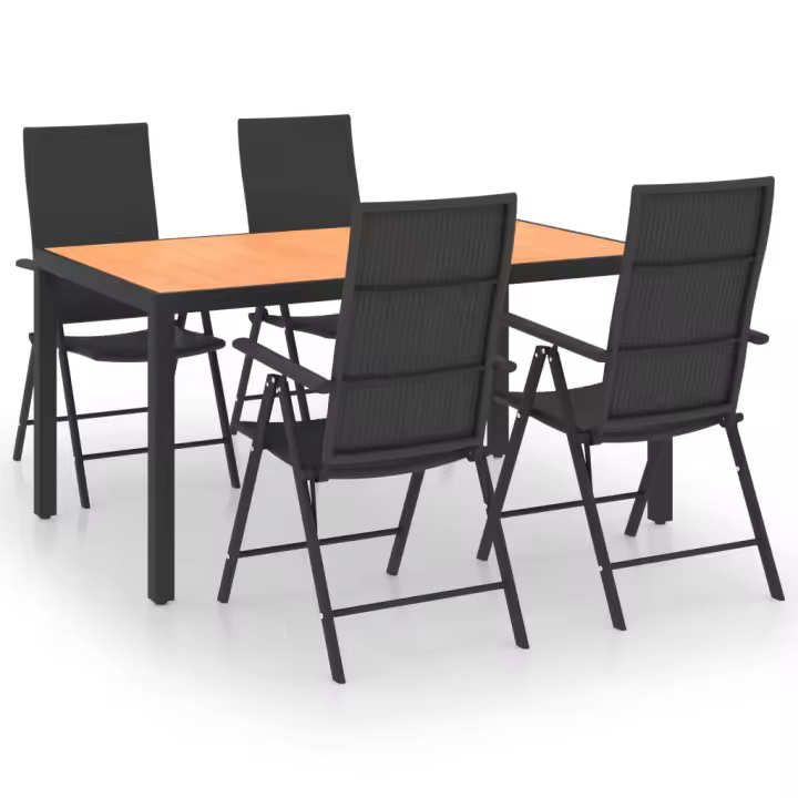 vidaXL Juego de comedor de jardín 5 piezas negro y marrón - 1