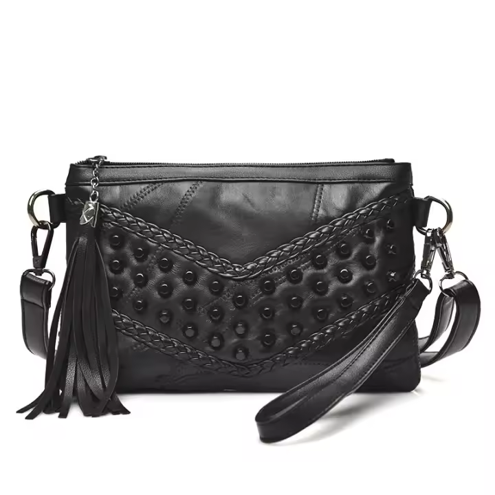 Bolso De Mano De Lujo Para Mujer Con Borlas Y Decoración De Cadena Bolso Bandolera De Cuero PU Con Cierre De Cremallera Para Fiestas Y Uso Diario - 1