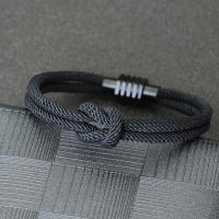 Pulsera De Hilo Tejido a Mano Con Nudo Infinito Y Símbolos Ucranianos Para Hombre Cierre Magnético Pulsera Masculina Cordón - details 7