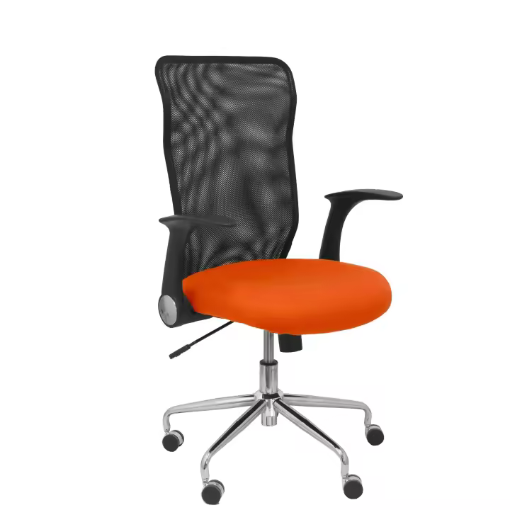 Piqueras Y Crespo Silla Minaya Ergonómica Respaldo Malla Negro Asiento Bali Naranja Oscuro - 1