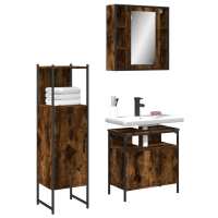 vidaXL Set de muebles de baño 3 pzas madera contrachapada en color Roble Sonoma/Gris sonoma/Roble ahumado y más | almacenamiento funcional diseño moderno para baño dormitorio sala - details 2