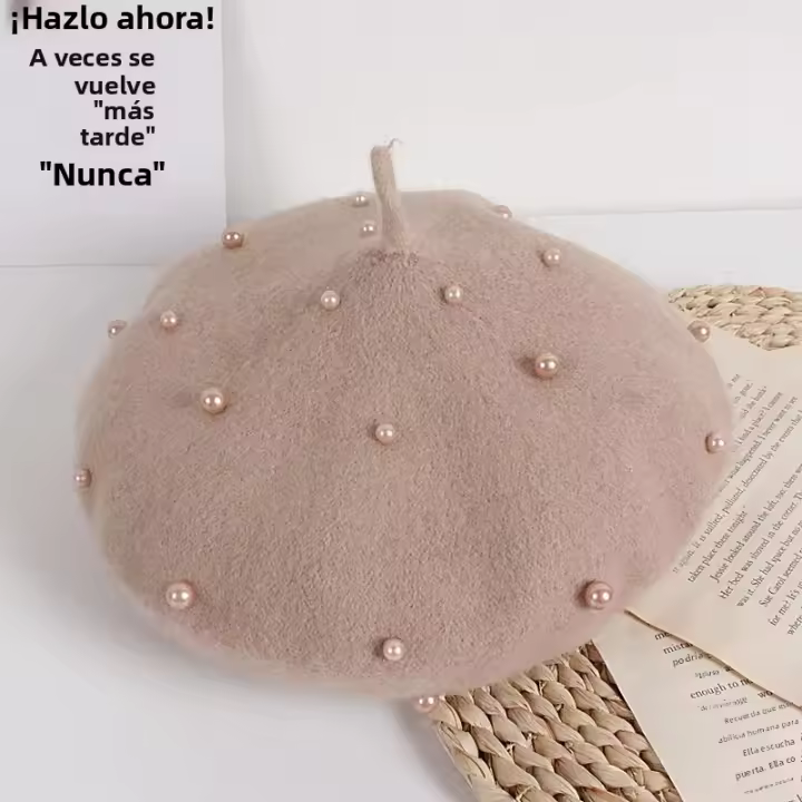 Gorro De Lana Para Niñas Invierno Retro Beret Con Perlas Gorro Infantil Para Otoño Invierno Acessorios De Ropa Para Niñas Edad 2-6 Años - 1
