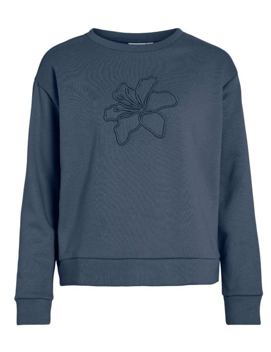 Sudadera Vila Fridea azul índigo flor afelpada para mujer