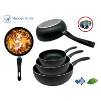 Happy Friends - Sets de 3 Sartenes Hondas Aluminio Antiadherentes Para Todo Tipo de Cocina | Revestimiento Antiadherente | Superficie Llana con Calentamiento Rápido y Uniforme | Modelos a Elegir Ø20/24/26/28/32 CM | Libre de PFOA. - details 0