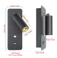 Lámpara De Pared LED Para Interiores 7W Con Carga USB Luz De Pared Moderna Nórdica Para Dormitorio Y Sala De Estar Interruptor Incluido - details 22