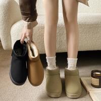 Botas De Plataforma Ultra Mini De Cuero Para Mujer Invierno Botines De Piel Acolchados Botas De Lujo Con Tacón Medio Y Cierre SLIP-ON - details 5
