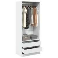 vidaXL Armario de madera de ingeniería 80x50x200 cm en color Blanco/Roble ahumado/Marrón roble y más | almacenamiento funcional diseño moderno para baño dormitorio sala - details 0