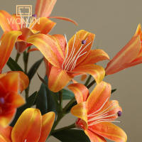 Decoración De Hogar 3D Impresión PVC Lirio Artificial Bouquet De 3 Cabezas Simulación De Flor Para Bodas Y Arrangements Internos - details 3
