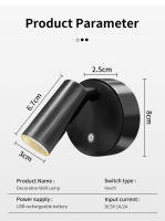 2Pcs Luz De Pared LED Recargable Por USB Magnética Sin Cable Para Dormitorio Lámpara De Lectura Sin Perforar Moderna Y Ergonómica Para Habitación Estudio Baño - details 12