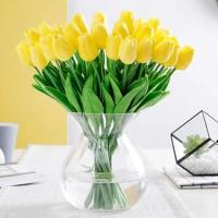 10pcs Tulipes Amarillos Artificiales De 29cm Decoración De Hogar Y Jardín Flores Falsas Para Bodas Y Propuestas - details 3