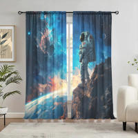 2pcs Cortina Astronauta Impresión Para Decoración De Hogar Tratamiento De Ventana Para Dormitorio Oficina Cocina Sala De Estar Y Estudio - details 7