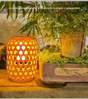 Lámpara Solar De Bambú Imitación 1PC Luz De Jardín Impermeable De Plástico Rattan Para Decoración De Courtyard Luz Solar Moderna - details 5