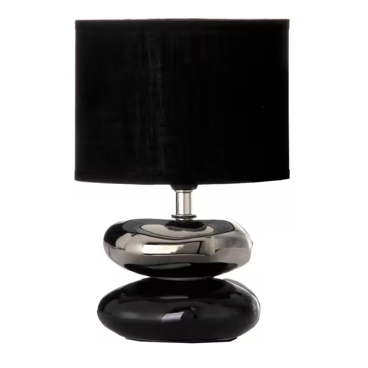 Lola Home Lámpara de mesita de noche de cerámica negra de 17x24 cm - 1