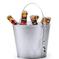 Cubo de Metal para Enfriar Cervezas, vino o cualquier Bebida. Capacidad 6L. con asa de Metal y abridor con Cadena. Medidas 18 cm.-22.5 Ø. Cubitera 100% impermeable perfecta para usar en fiestas, bares y restaurantes. - details 0